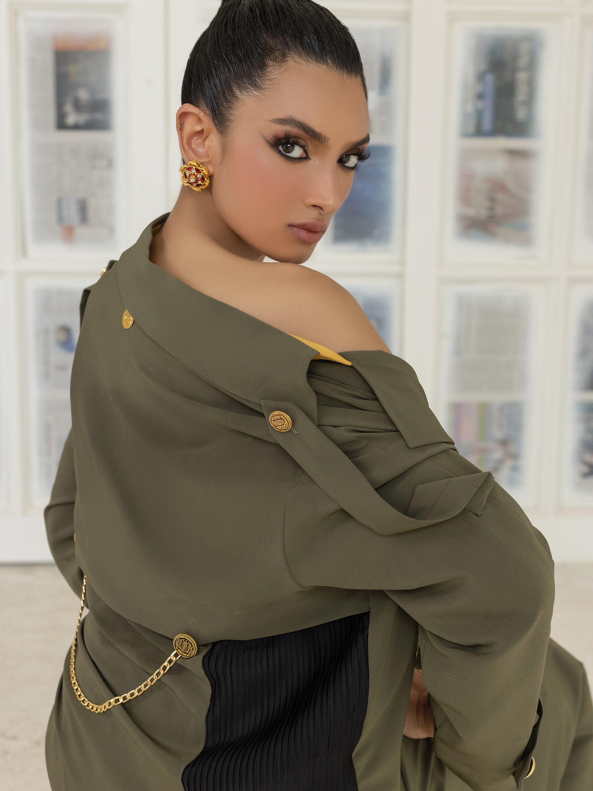 Iman - Olive Green & Black