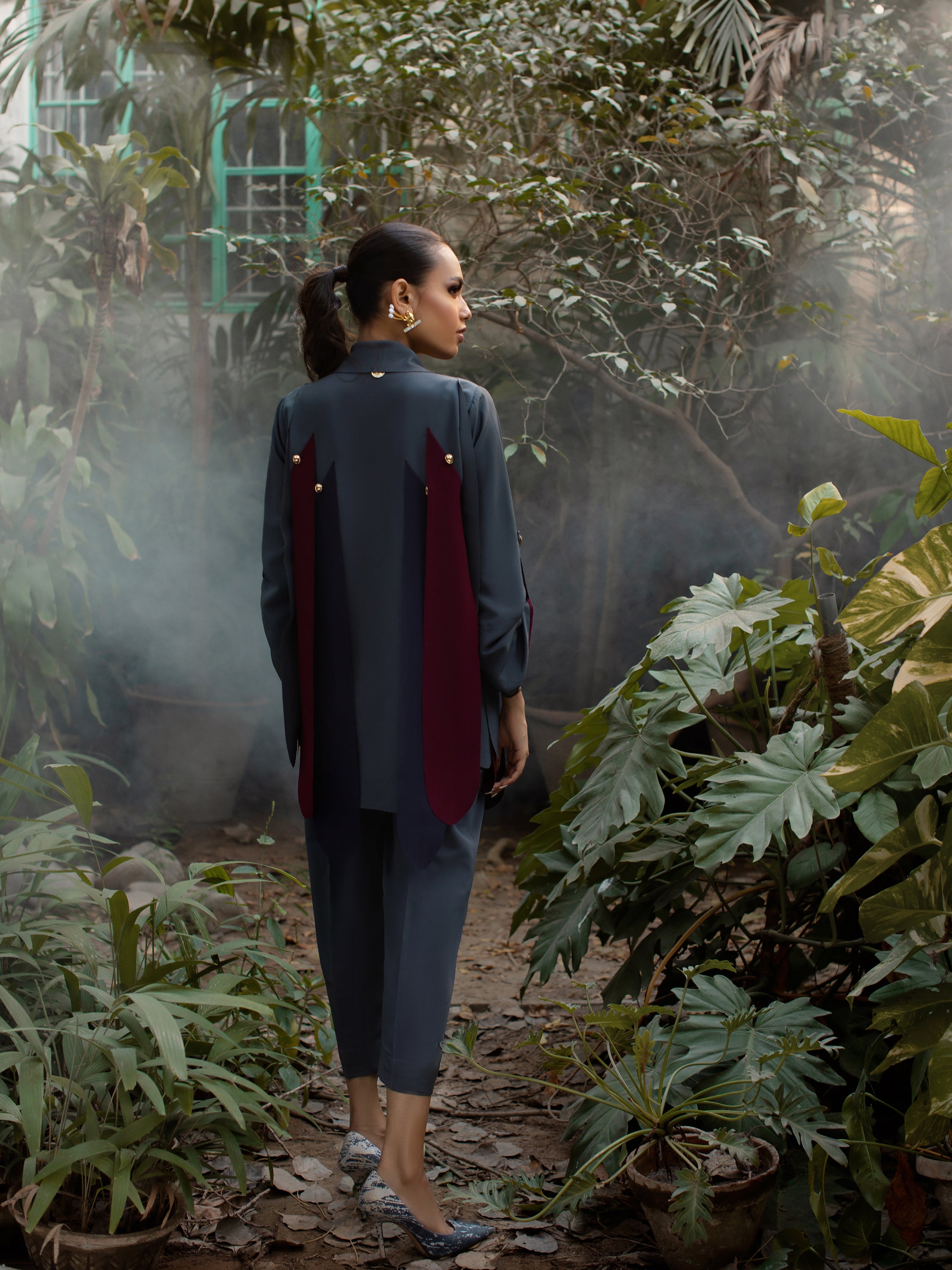 Amelia - Grey, Maroon & Navy