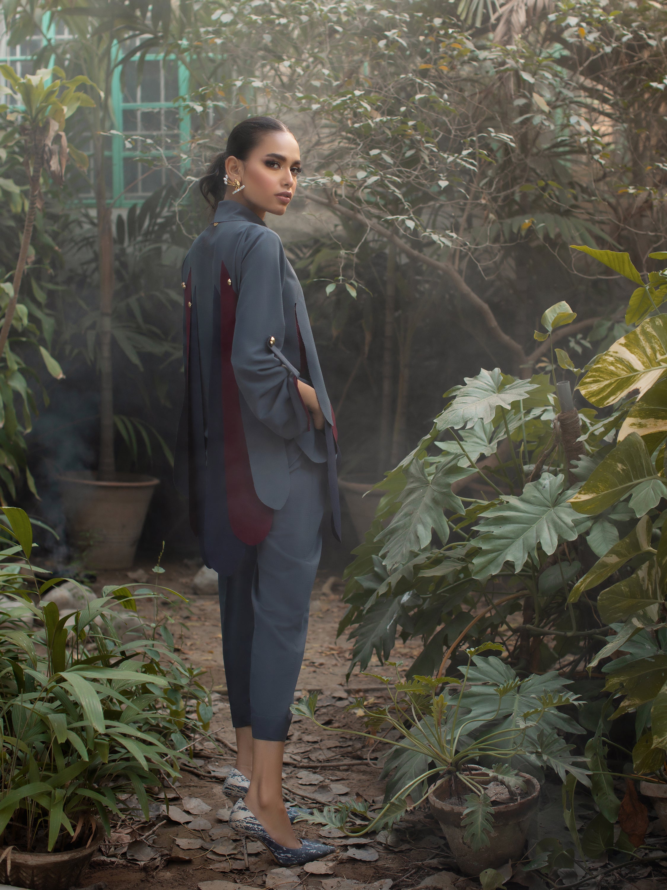 Amelia - Grey, Maroon & Navy Secondary image