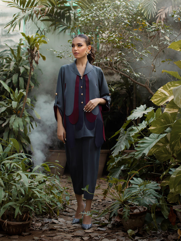Amelia - Grey, Maroon & Navy